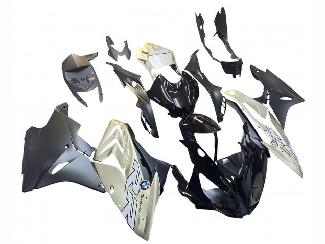 Carénage Moto BMW S1000RR 2015-2016 - Argent Noir Brillant Noir Mat