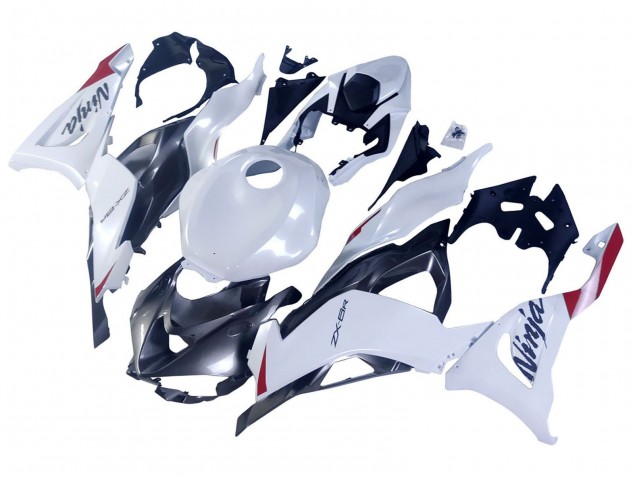 Carénages Moto Kawasaki ZX6R 2023-2025 - Blanc Perle Noir Rouge