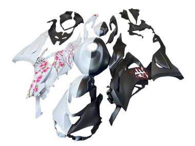 Meilleurs Carénages Moto Kawasaki ZX6R 2023-2025 - Noir Blanc Flower