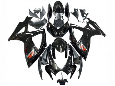 Meilleurs Carénages Moto Suzuki GSXR 600 / GSXR 750 2006-2007 - Noir Brillant Argent Rouge