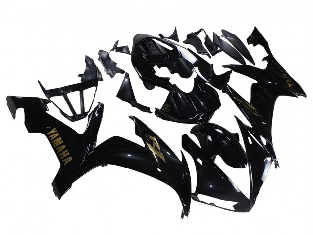 Carénages Moto Yamaha YZF 1000 R1 2004-2006 - Noir Brillant Or Décalque