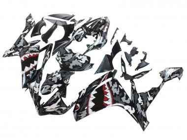 Meilleurs Carénages Moto Yamaha YZF 1000 R1 2007-2008 - Gris Blanc Camouflage Requin