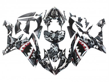 Meilleurs Carénages Moto Yamaha YZF 1000 R1 2007-2008 - Gris Blanc Camouflage Requin