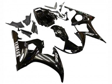 Meilleurs Carénages Moto Yamaha YZF R6 2003-2004 - Noir Brillant Blanc Décalque