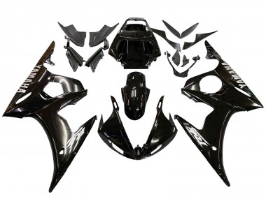 Meilleurs Carénages Moto Yamaha YZF R6 2003-2004 - Noir Brillant Blanc Décalque