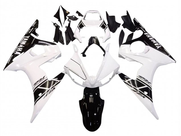 Carénage Moto Yamaha YZF R6 2003-2004 - Blanc Noir Brillant