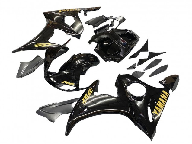 Carénages Moto Yamaha YZF R6S 2006-2009 - Noir Brillant Or Décalque