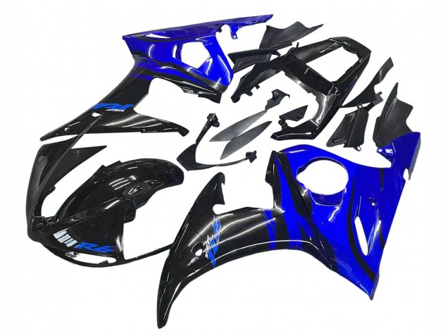 Carénage Moto Yamaha YZF R6 2003-2004 - Bleu Noir Brillant