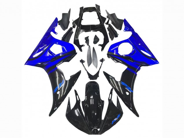 Carénage Moto Yamaha YZF R6 2003-2004 - Bleu Noir Brillant