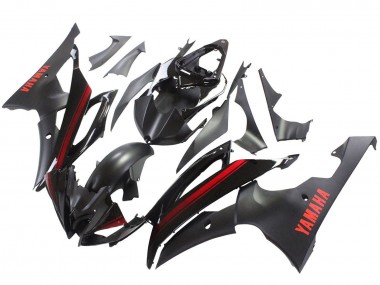 Meilleurs Carénages Moto Yamaha YZF 600 R6 2008-2016 - Noir Brillant Noir Mat Rouge Bande