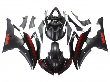 Meilleurs Carénages Moto Yamaha YZF 600 R6 2008-2016 - Noir Brillant Noir Mat Rouge Bande