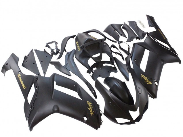 Carénages Moto Kawasaki ZX6R 2007-2008 - Noir Mat Jaune Logo Ninja