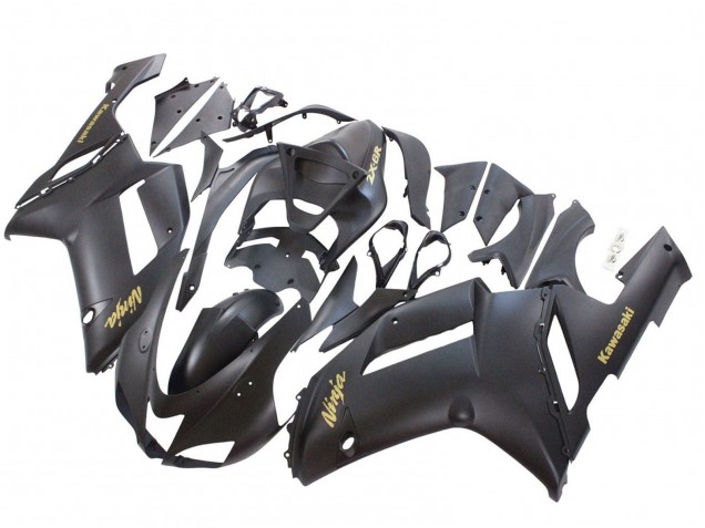 Carénages Moto Kawasaki ZX6R 2007-2008 - Noir Mat Jaune Logo Ninja