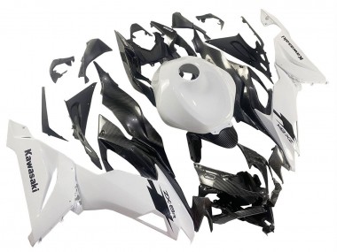 Meilleurs Carénages Moto Kawasaki ZX6R 2019-2022 - Blanc Noir Fibre de Carbone