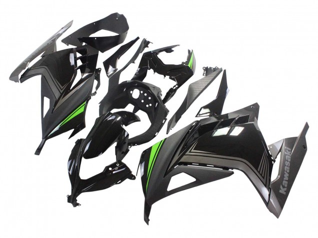 Carénages Moto Kawasaki EX300 2013-2017 - Noir Brillant Noir Mat Vert
