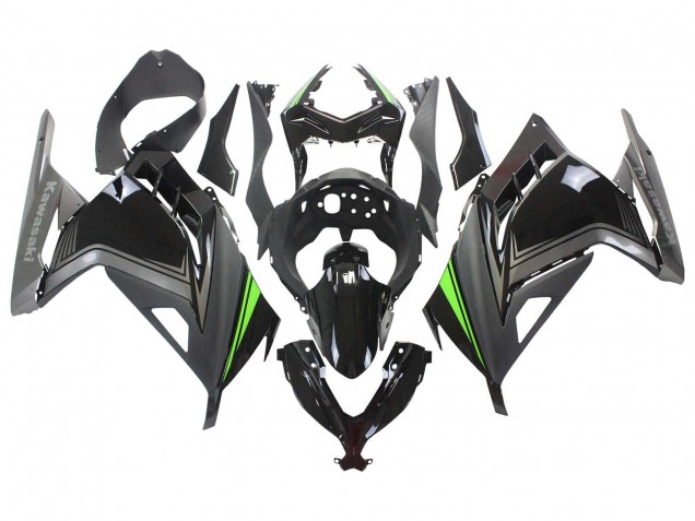 Carénages Moto Kawasaki EX300 2013-2017 - Noir Brillant Noir Mat Vert