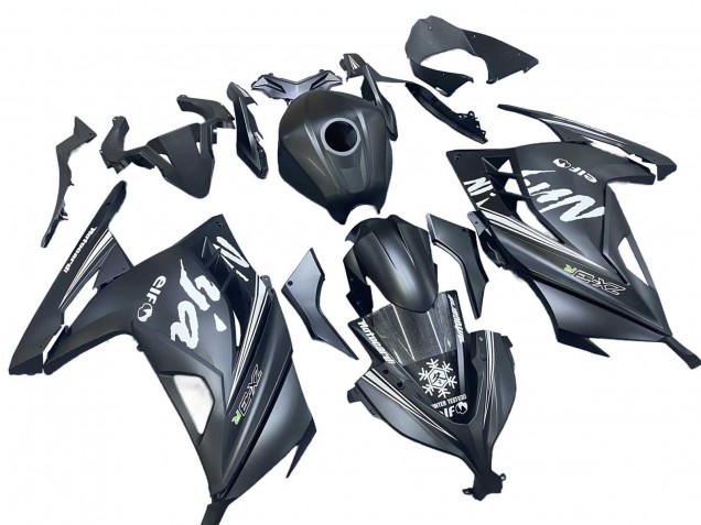 Carénages Moto Kawasaki EX300 2013-2017 - Noir Mat Blanc Elf Neige