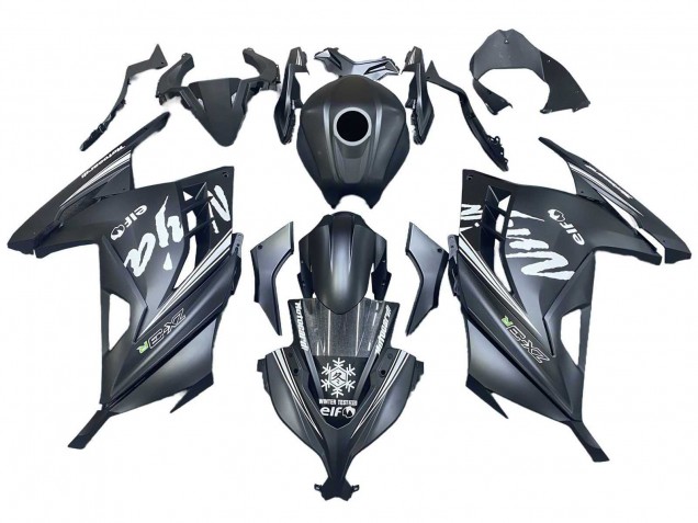 Carénages Moto Kawasaki EX300 2013-2017 - Noir Mat Blanc Elf Neige