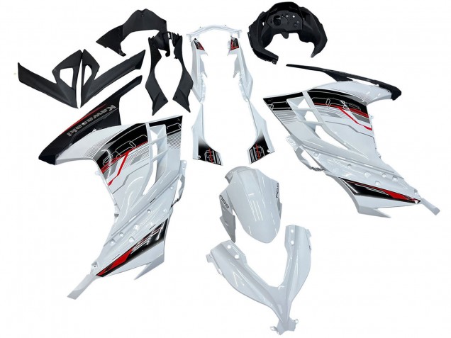 Carénages Moto Kawasaki EX300 2013-2024 - Blanc Rouge Noir