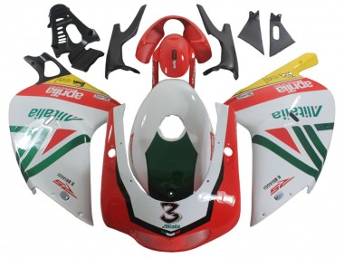 Meilleurs Carénages Moto Aprilia RS125 2000-2005 - Blanc Jaune Vert Noir Alitalia 3