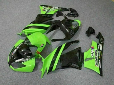 Meilleurs Carénages Moto Kawasaki ZX6R 2009-2012 - Vert Noir Brillant Elf Touch4 Bridgestone