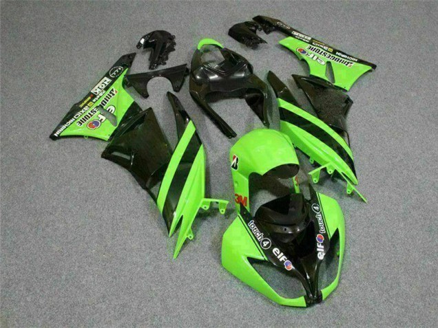 Carénages Moto Kawasaki ZX6R 2009-2012 - Vert Noir Brillant Elf Touch4 Bridgestone