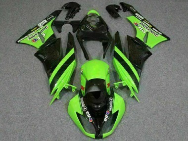 Meilleurs Carénages Moto Kawasaki ZX6R 2009-2012 - Vert Noir Brillant Elf Touch4 Bridgestone