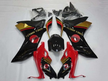 Meilleurs Carénages Moto Honda CBR600F 2011-2013 - Rouge Or Noir Brillant Konica Minolta