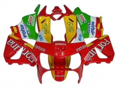 Meilleurs Carénages Moto Honda CBR900RR 919 1998-1999 - Rouge Jaune Vert Blanc Fortuna Castrol