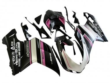Meilleurs Carénages Moto Ducati 848 2007-2014 - Blanc Rose Noir Brillant Connie