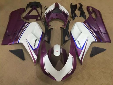 Meilleurs Carénages Moto Ducati 848 2007-2014 - Blanc Bleu Violet Corse