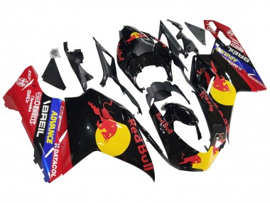 Meilleurs Carénages Moto Ducati 848/1098/1198 2007-2014 - Noir Brillant Jaune Bleu Red Bull