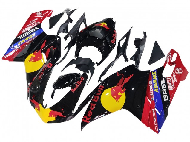 Carénages Moto Ducati 848/1098/1198 2007-2014 - Noir Brillant Jaune Bleu Red Bull