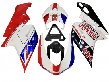 Meilleurs Carénages Moto Ducati 848/1098/1198 2007-2014 - Blanc Rouge Bleu Noir Brillant