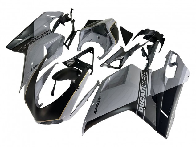 Carénages Moto Ducati 848 2007-2014 - Argent Or Noir Mat