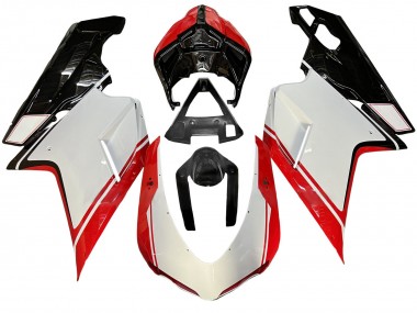Meilleurs Carénage Moto Ducati 848/1098/1198 2007-2014 - Blanc Rouge Noir Brillant