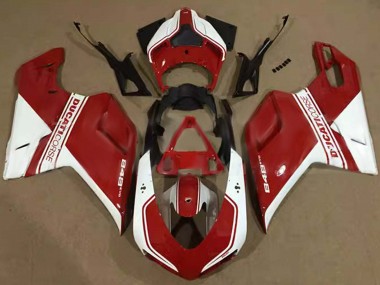 Meilleurs Carénages Moto Ducati 848 2007-2014 - Blanc Rouge Corse