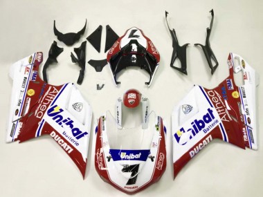 Meilleurs Carénages Moto Ducati 848/1098/1198 2007-2014 - Blanc Rouge Bleu Unibat 7