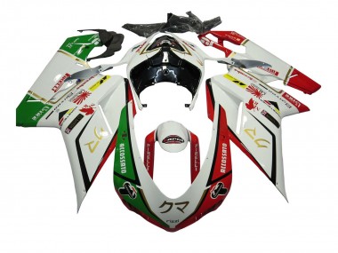 Meilleurs Carénages Moto Ducati 848/1098/1198 2007-2014 - Blanc Rouge Vert Accossato