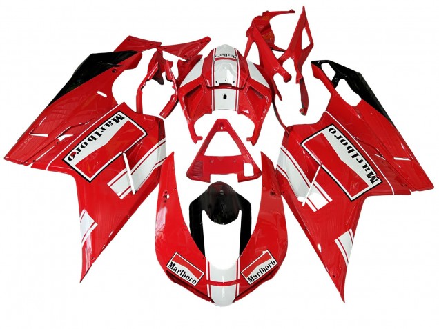 Carénages Moto Ducati 848/1098/1198 2007-2014 - Blanc Rouge Noir Brillant Marlboro