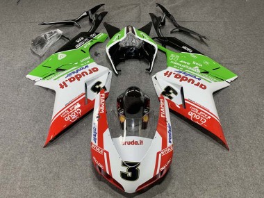 Meilleurs Carénages Moto Ducati 848/1098/1198 2007-2014 - Blanc Rouge Vert Valsir 3