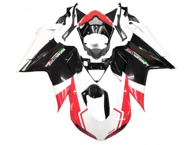 Meilleurs Carénages Moto Ducati 848/1098/1198 2007-2014 - Blanc Rouge Noir Brillant