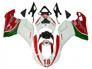 Meilleurs Carénages Moto Ducati 848/1098/1198 2007-2014 - Blanc Rouge Vert 18