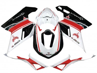 Meilleurs Carénages Moto Ducati 1198 2007-2014 - Blanc Rouge Noir Brillant
