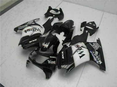 Meilleurs Carénages Moto Kawasaki EX250 2008-2012 - Noir Brillant Blanc West