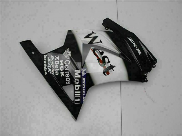 Carénages Moto Kawasaki EX250 2008-2012 - Noir Brillant Blanc West