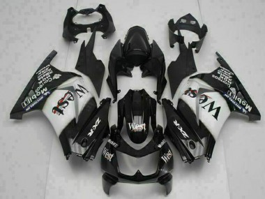 Meilleurs Carénages Moto Kawasaki EX250 2008-2012 - Noir Brillant Blanc West