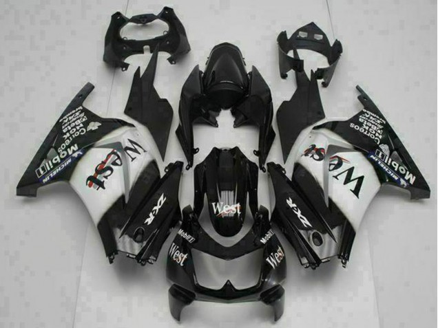Carénages Moto Kawasaki EX250 2008-2012 - Noir Brillant Blanc West
