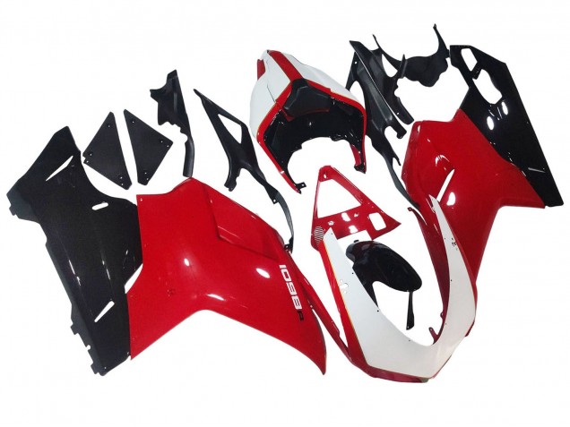 Carénages Moto Ducati 1098 2007-2014 - Blanc Rouge Noir Brillant