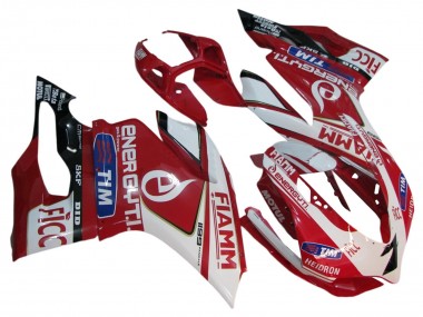 Meilleurs Carénages Moto Ducati 1199 2011-2014 - Blanc Rouge Noir Brillant Fiamm 7